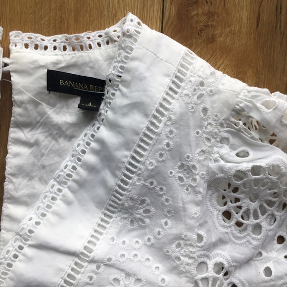 NWOT BANANA REPUBLIC Eyelet Puff-Sleeve Mini Dress - Picture 7 of 13